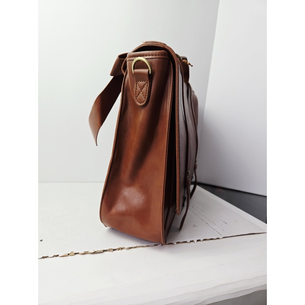 Ecosusi Brown Tan‎ Cognac Leather Crossbody Satchel Purse Messenger Bag w/ tag - Picture 3 of 7